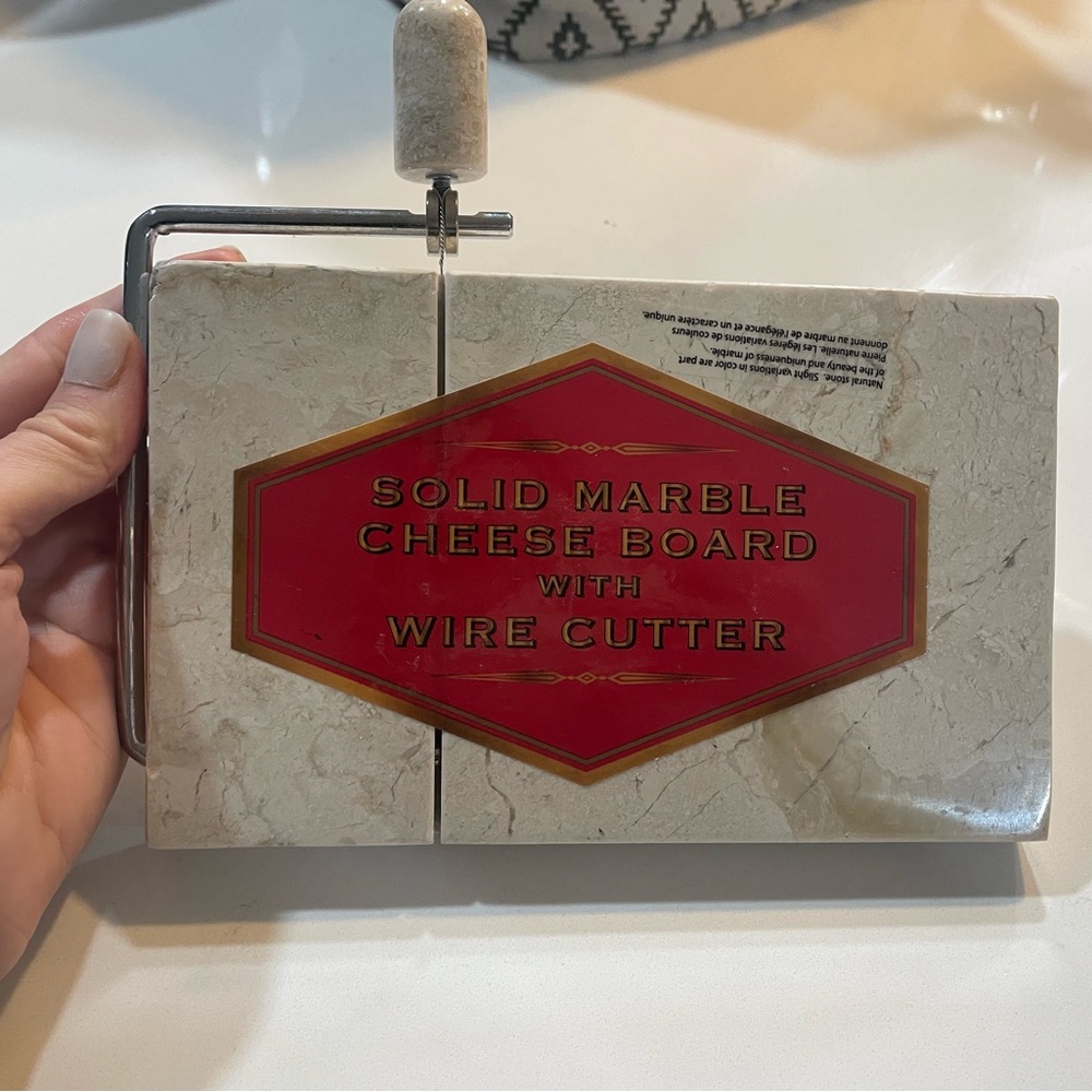 Solid Marble Cheese Board with Wire Cutter